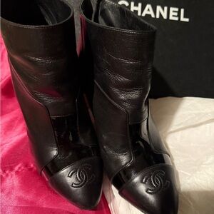 Chanel Black Ankle Boots with Quilted Detailing